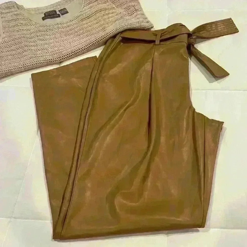 Carol Wren Ladies Vegan Leather Pants Size 10 Super Cute Comfy Lightweight Fun